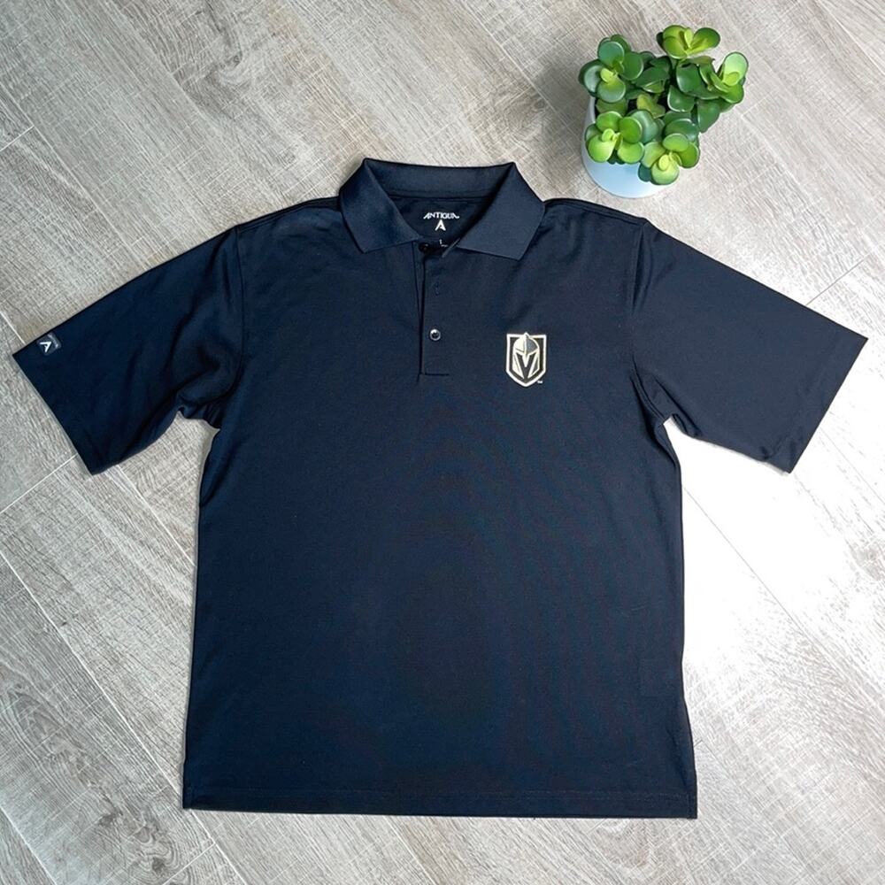 Antigua Black Vegas Golden Knights Logo Polo Men’s Size Small
